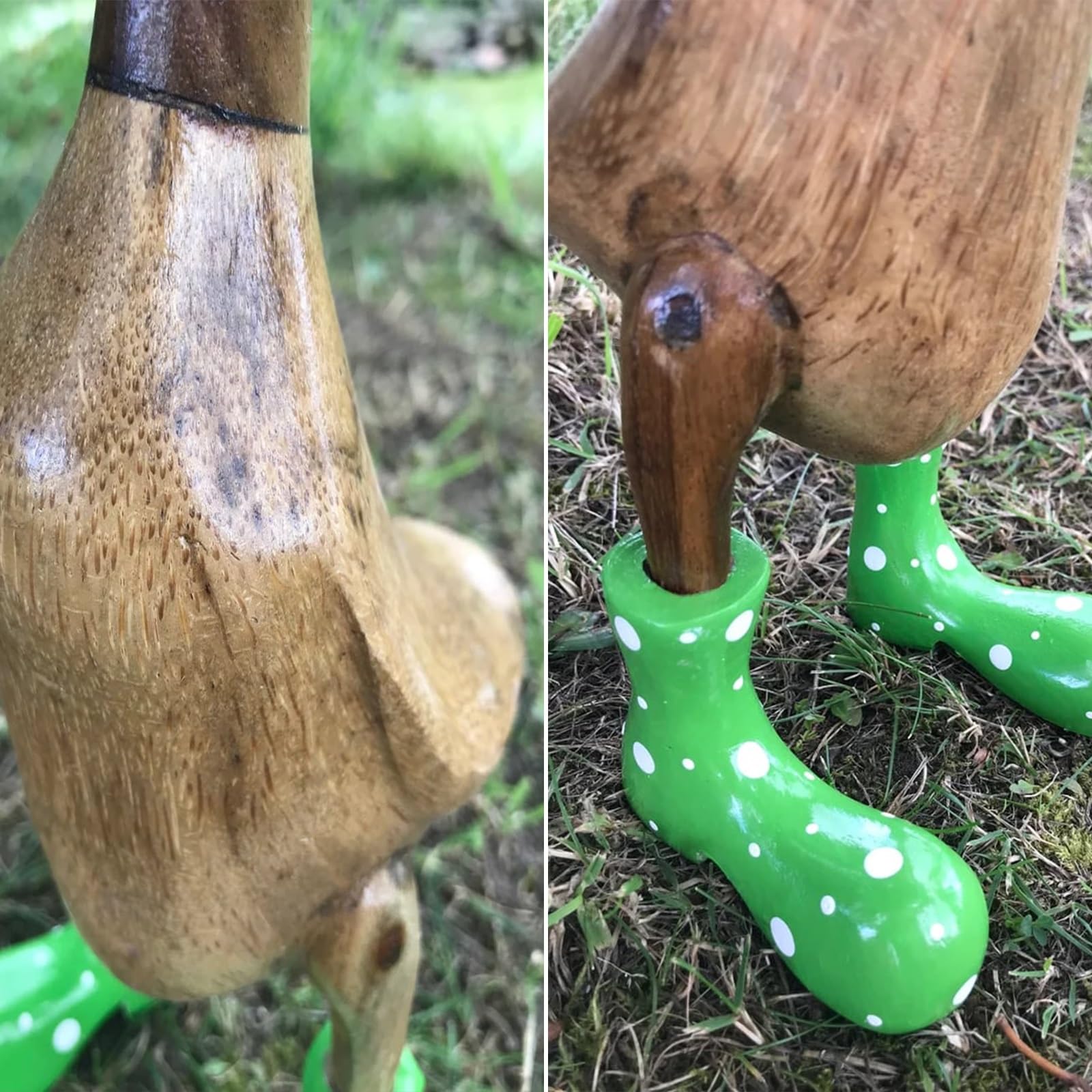 Handmade Carved Wellies Duck Family