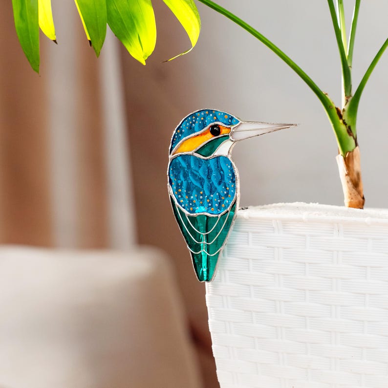 Stained Glass Kingfisher Suncatcher Decoration