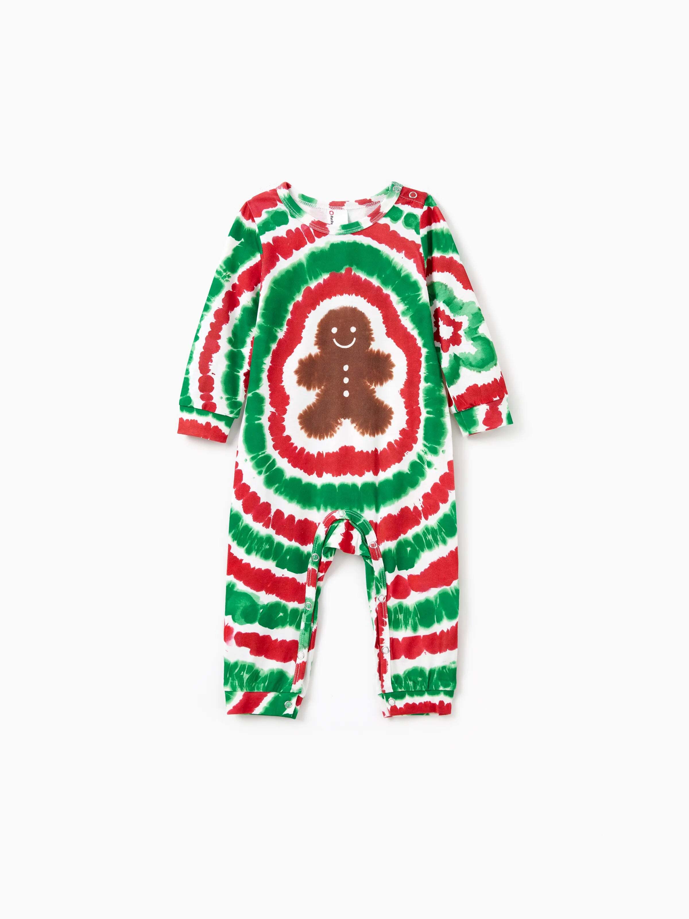 Christmas Family Red&Green Tie-Dye Gingerbread Man Pajamas Sets with Christmas Socks MultiColour