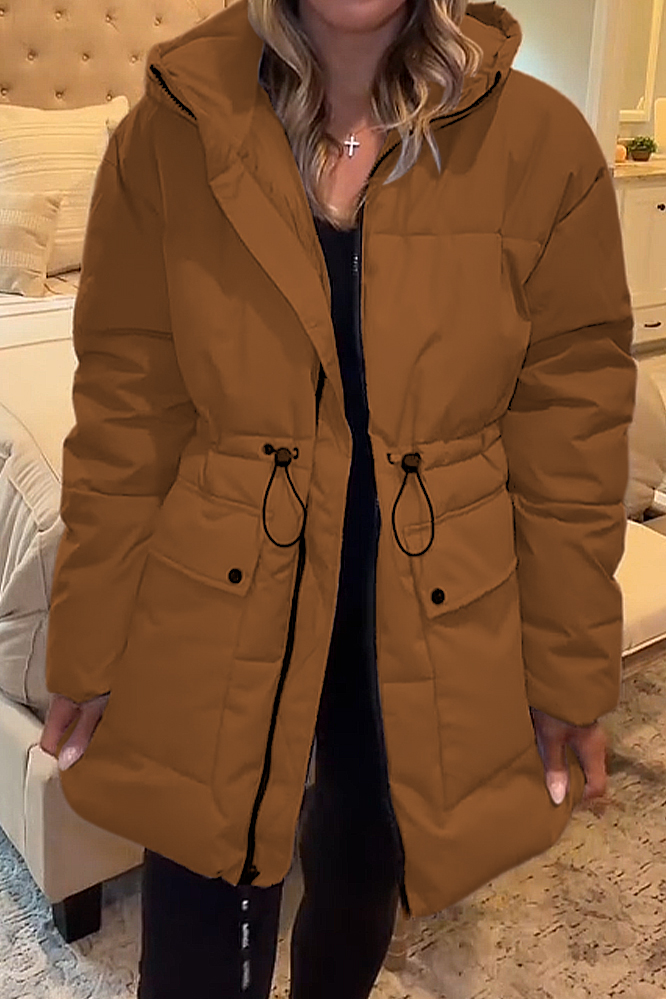 Women's solid color zipper warm down jacket