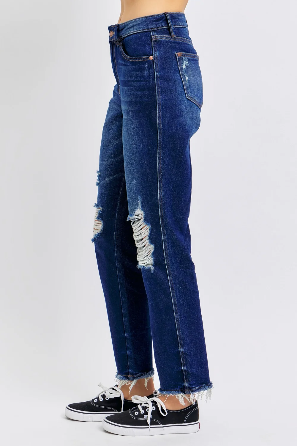 Blue Full Size High Waist Rigid Magic Heavy Destroy Straight Jeans