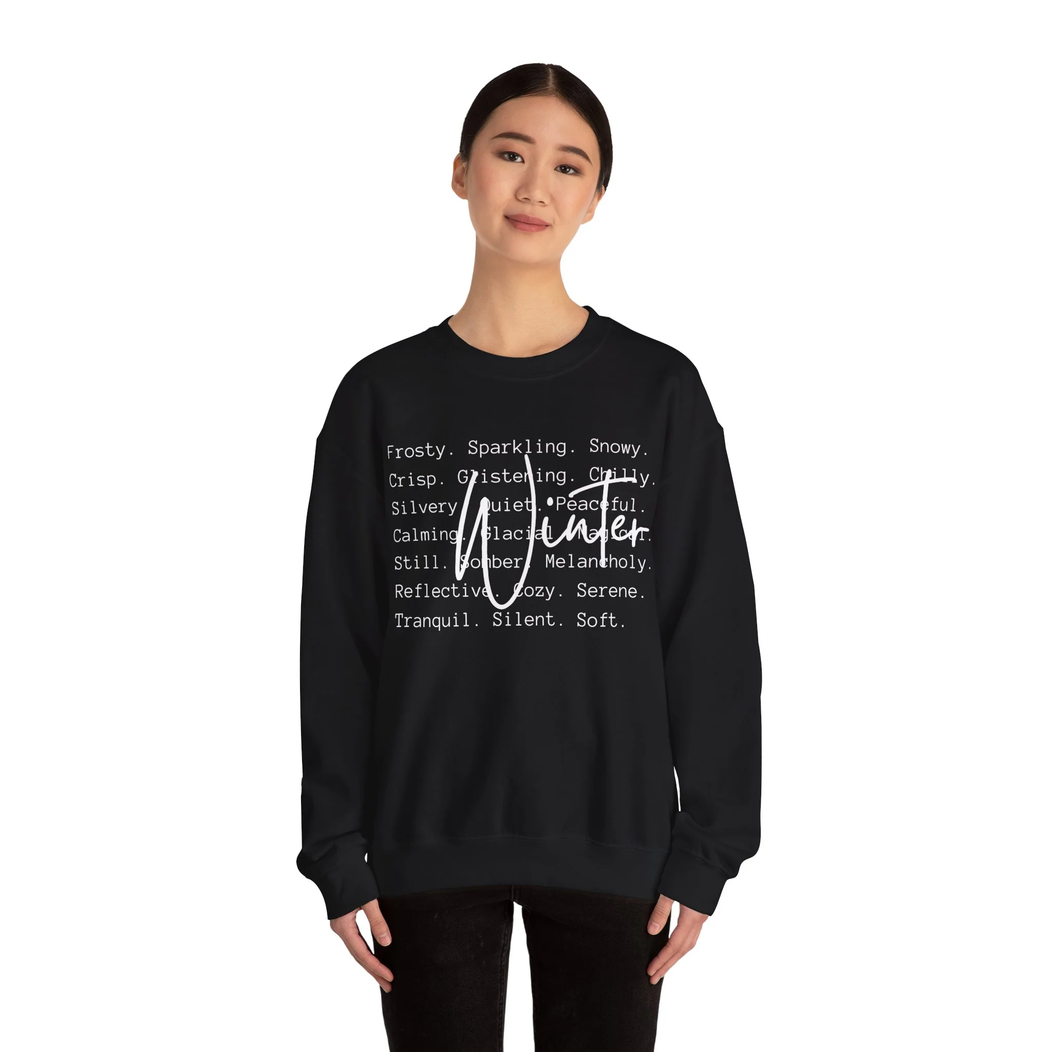 Winter White Script on Gildan Unisex Heavy Blend? Crewneck Sweatshirt