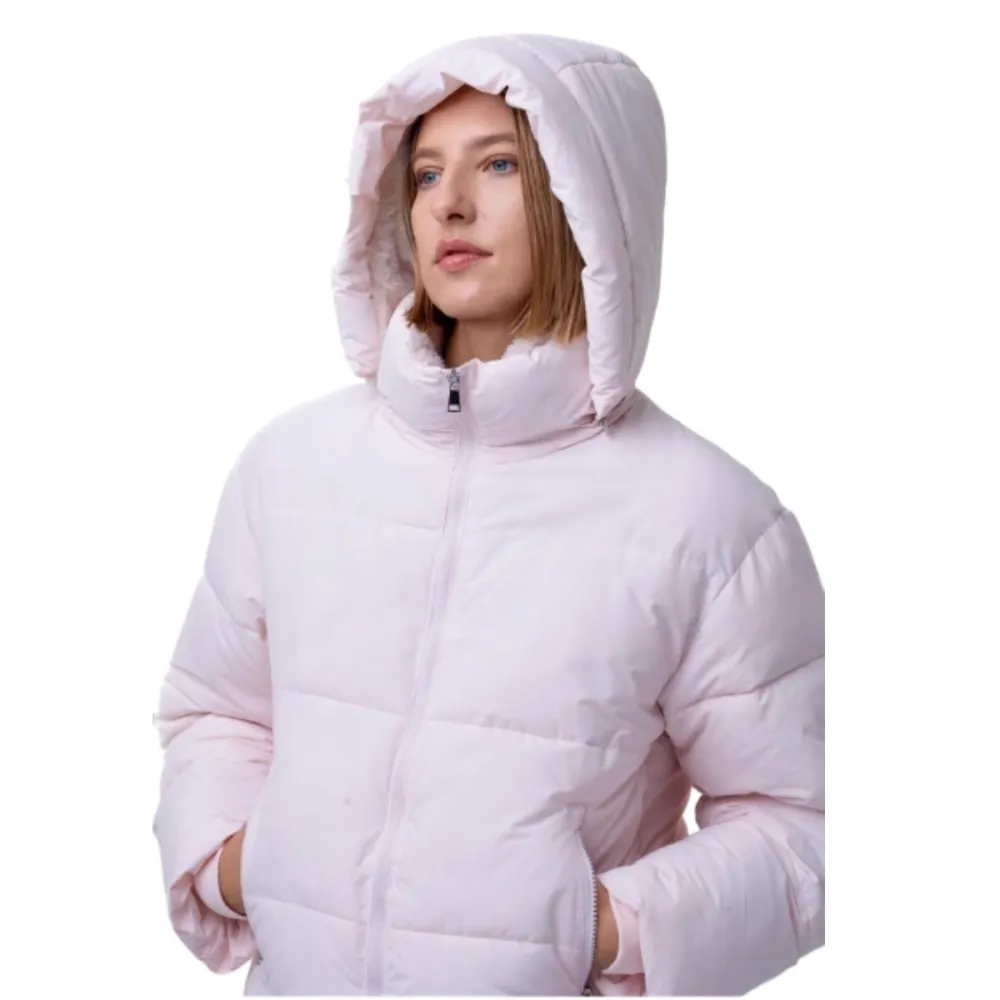 Women's Quilted Puffer Jacket with Removable Hood