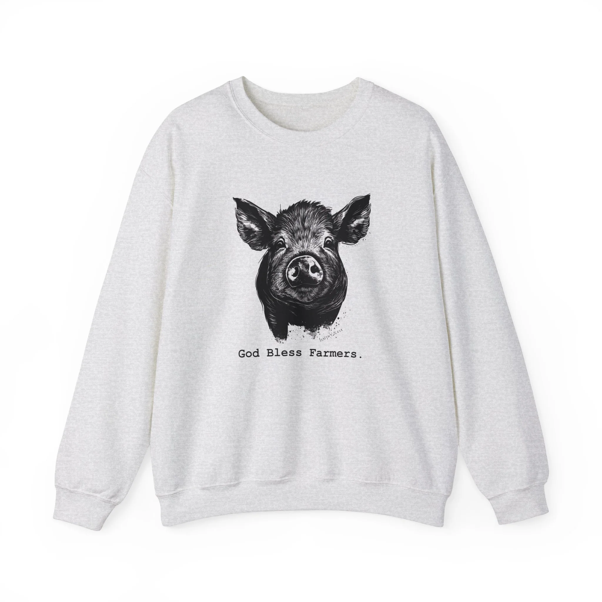 God Bless Farmers Pig Unisex Heavy Blend? Crewneck Sweatshirt