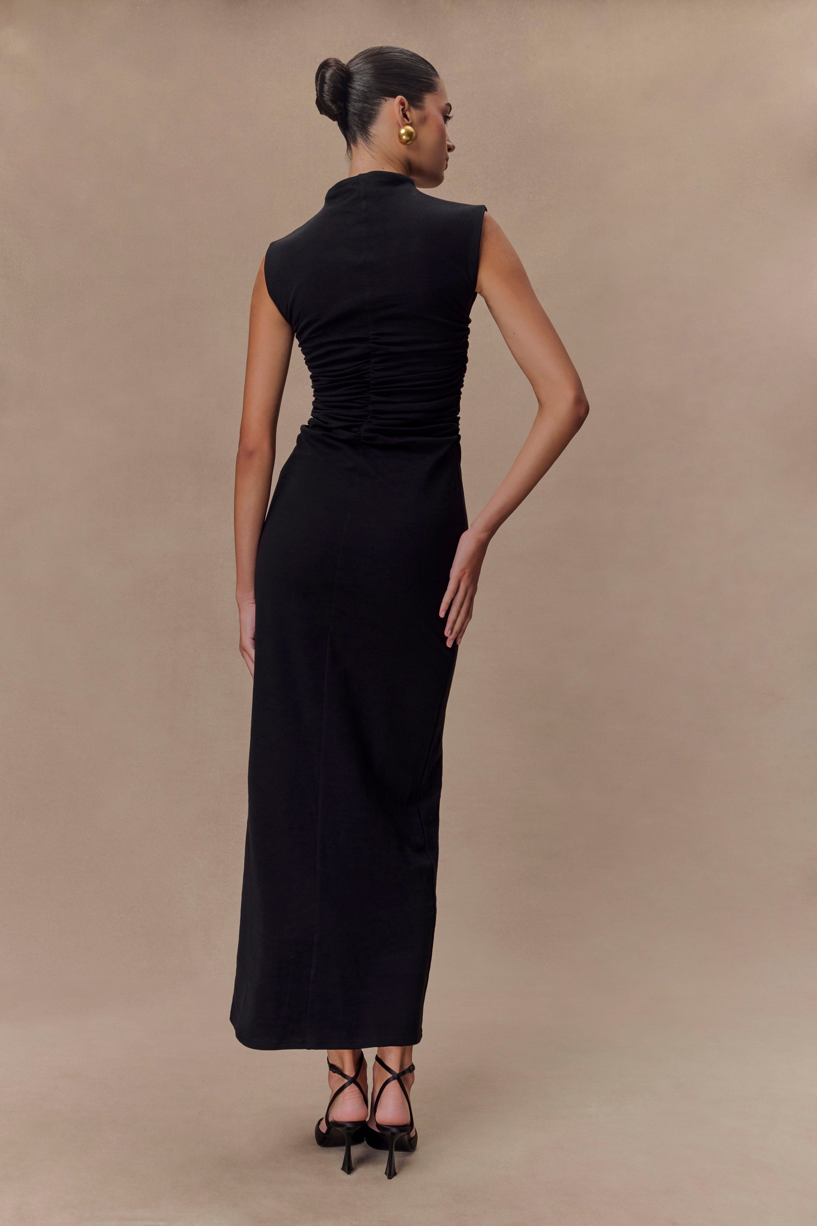 Black High Neck Sleeveless Maxi Dress