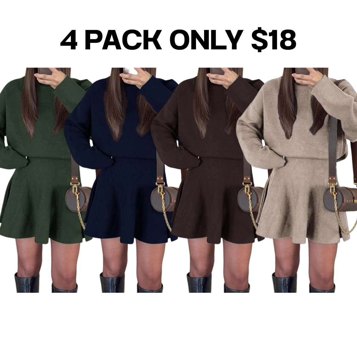 Women's Half-High Neck Knit Dress