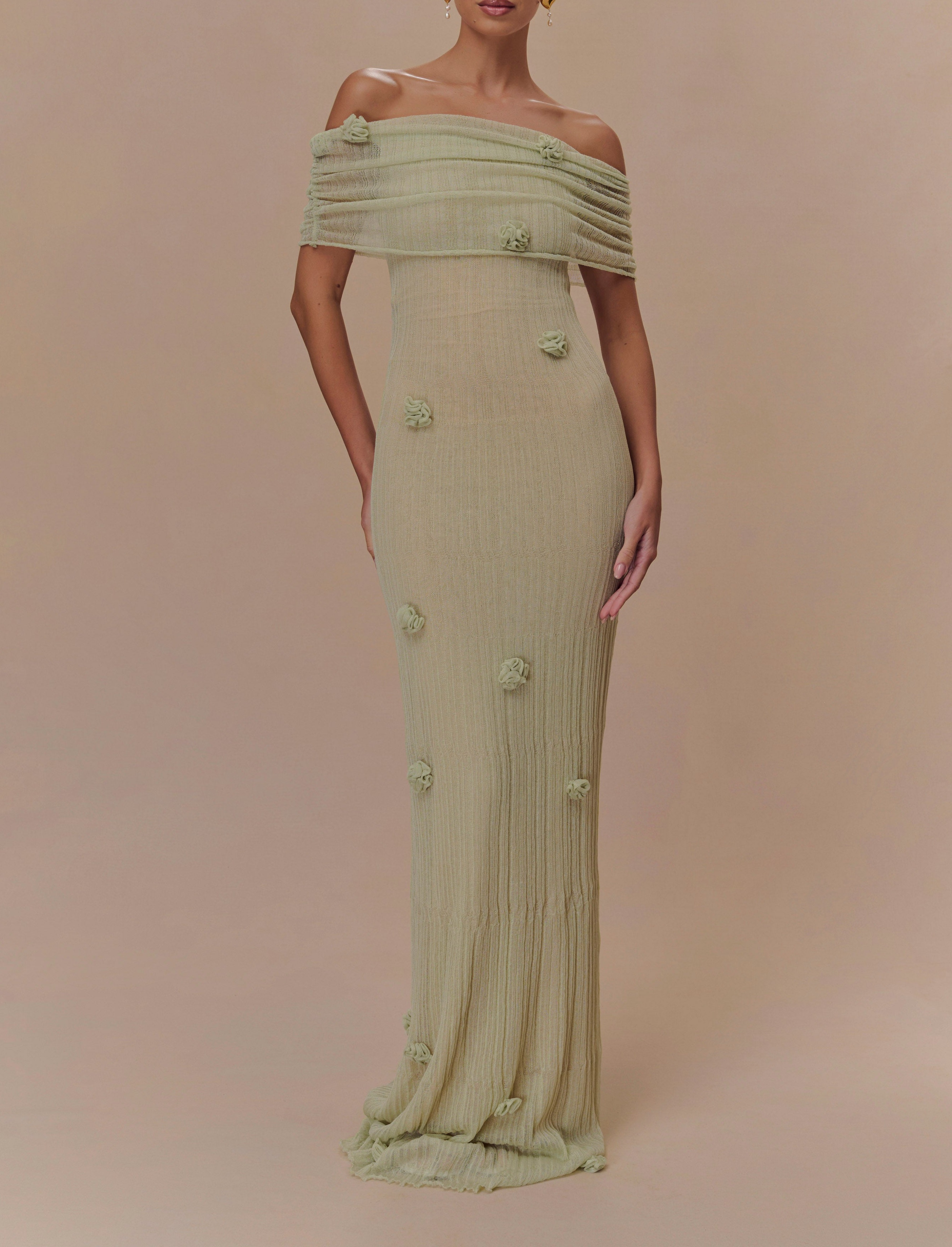 Green Orchid Knit Maxi Dress