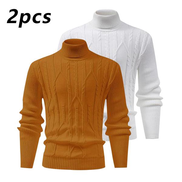 Men's Turtleneck Warm Sweater, Vintage Cable Knit Style