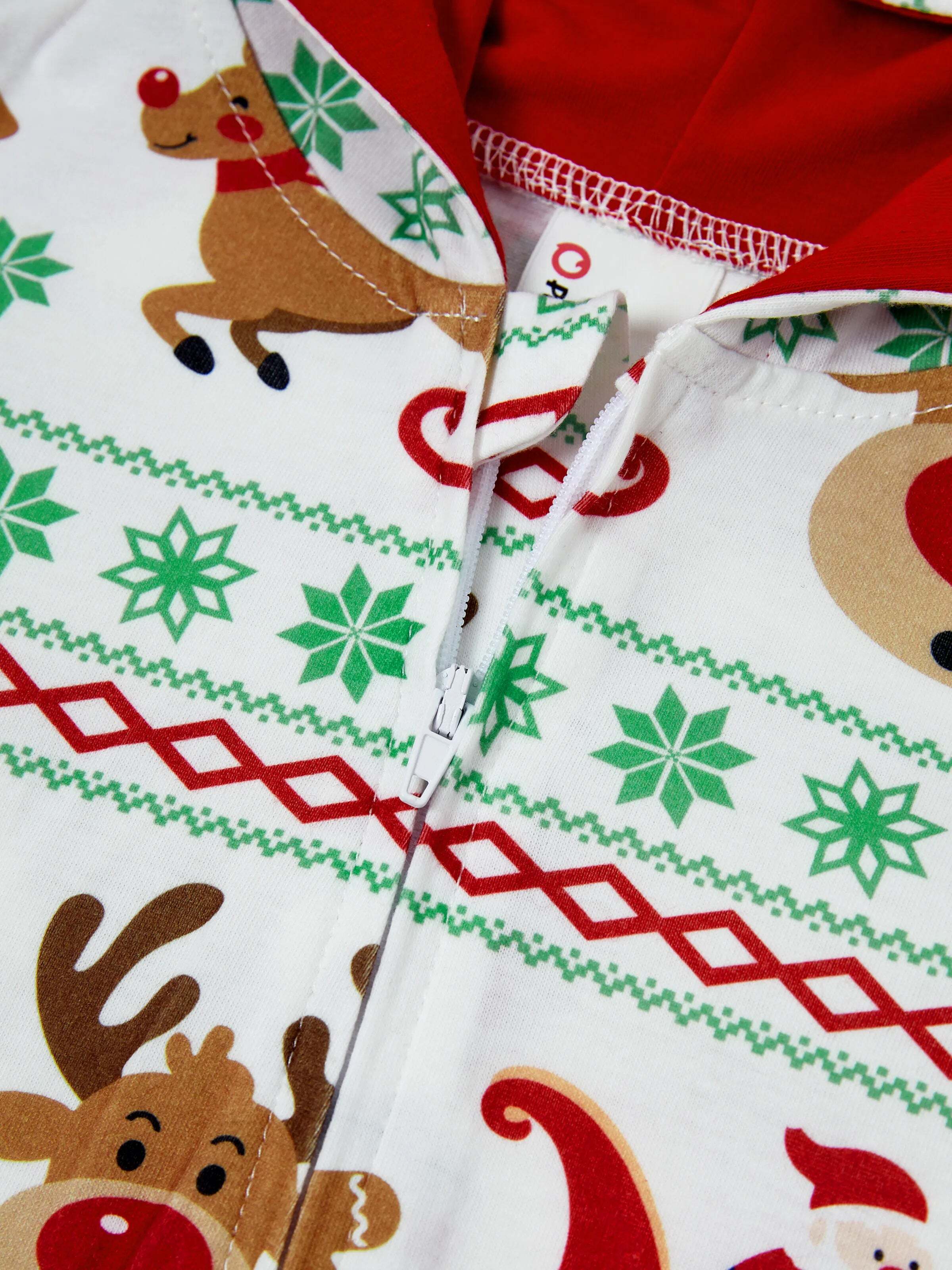 Christmas Onesies Matching Family Pajamas Set Reindeer Print Long-sleeve PJS with Christmas Socks Red