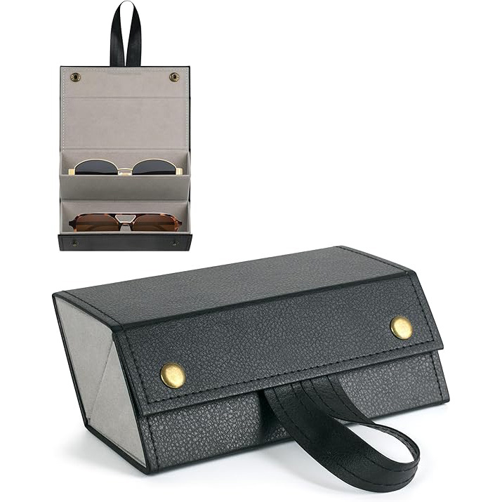 Multiple Glasses Leather Storage Case