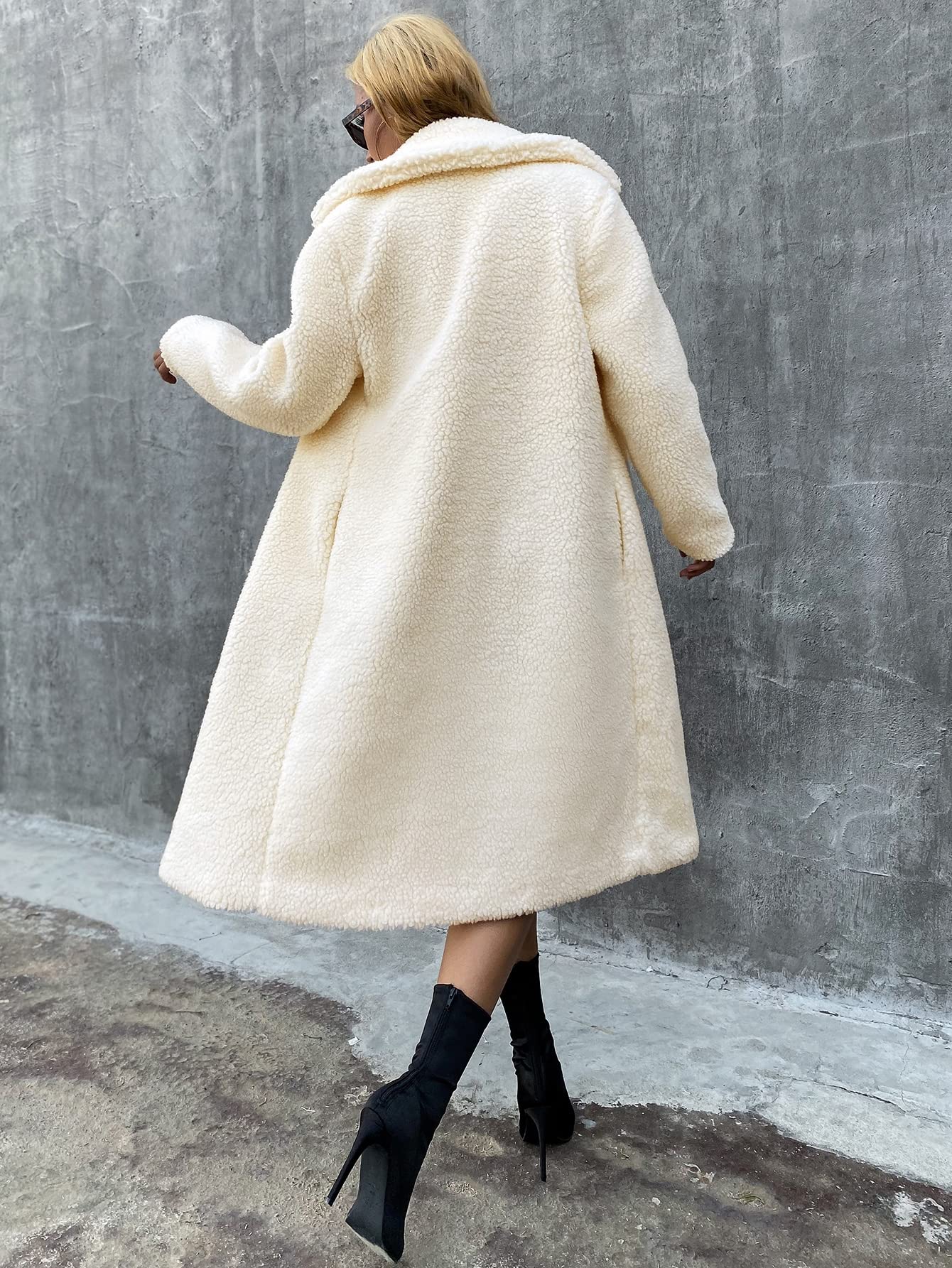 RAOGE Jackets for Women Jackets - Single Button Teddy Midi Coat