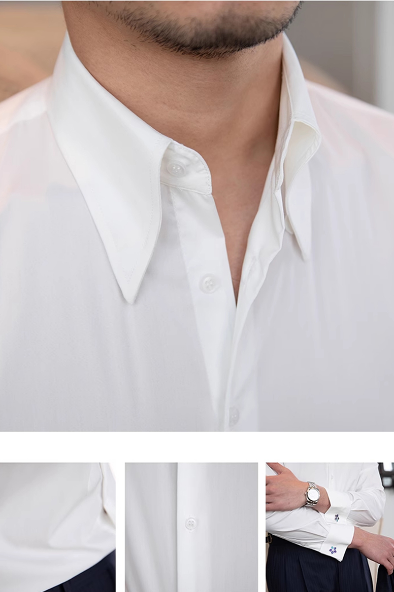 Men's White Wrinkle-resistant  Shirts