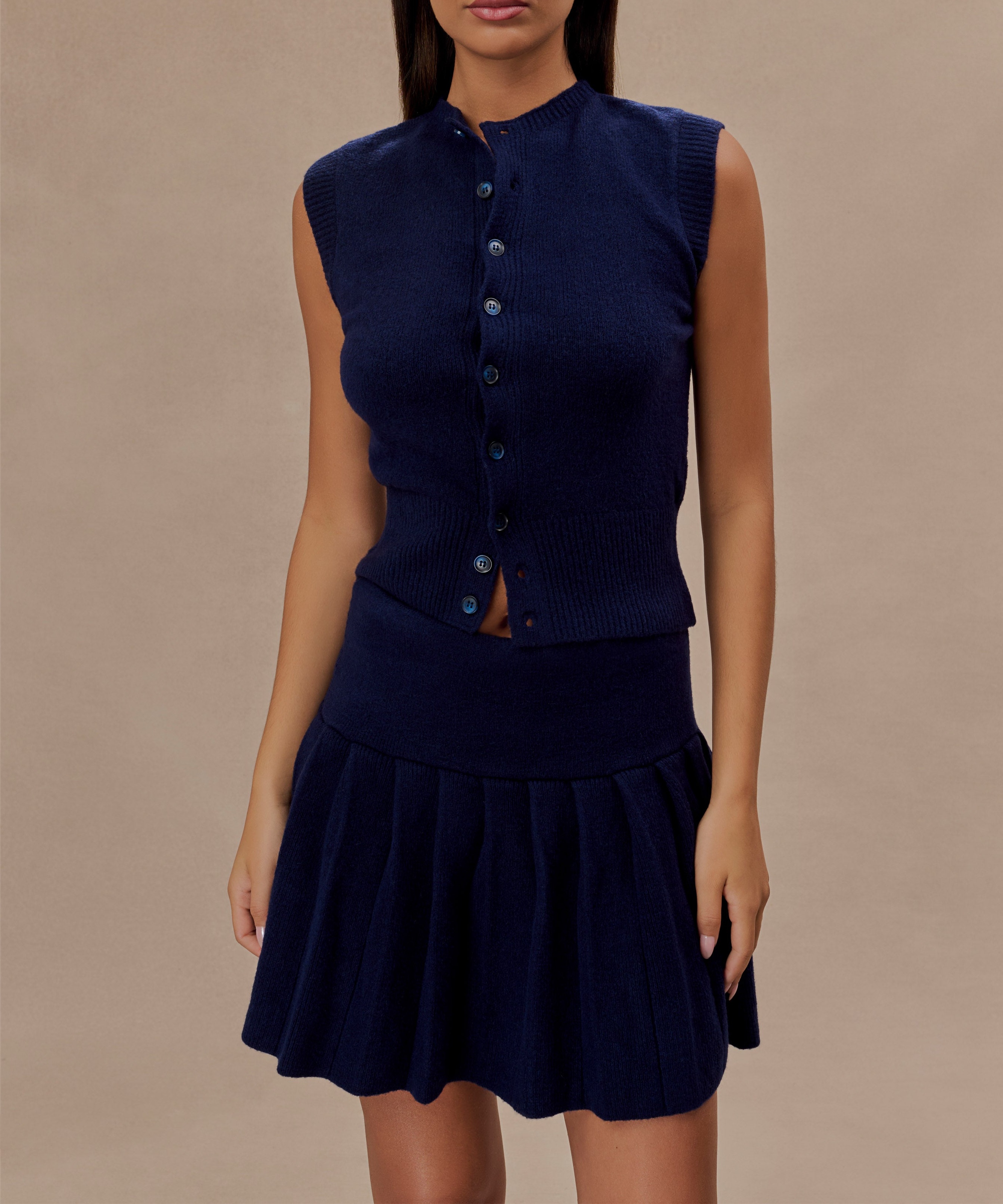 Navy Sleeveless Knit Vest