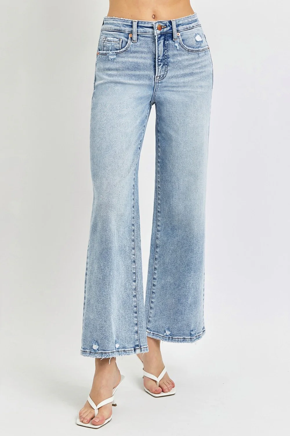 Full Size Tummy Control High Rise Crop Wide Leg Jeans