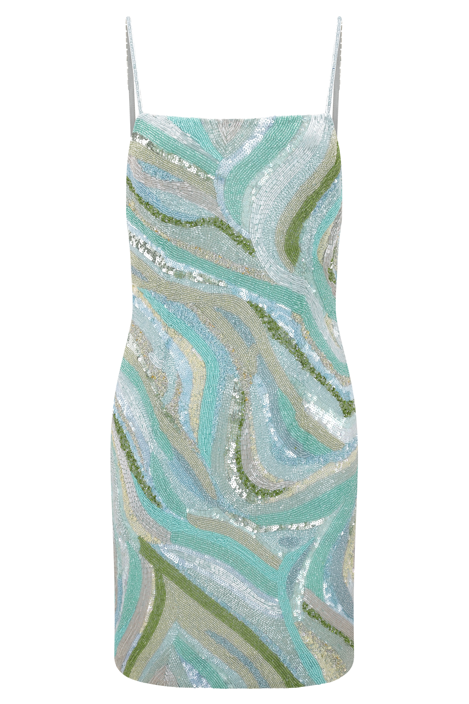 Print Hand Beaded Mini Dress