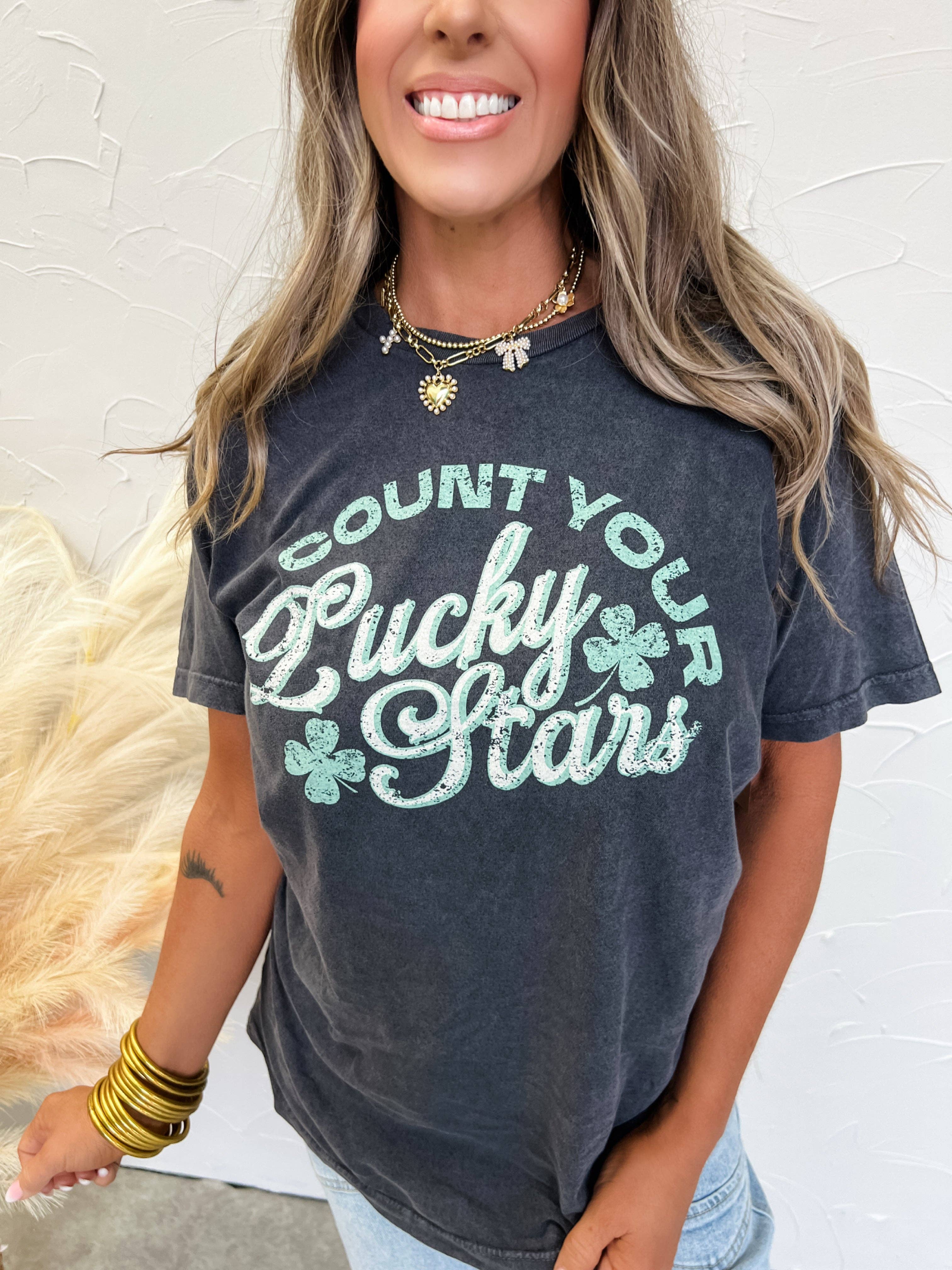 Count Your Lucky Stars Graphic Mineral T-Shirt