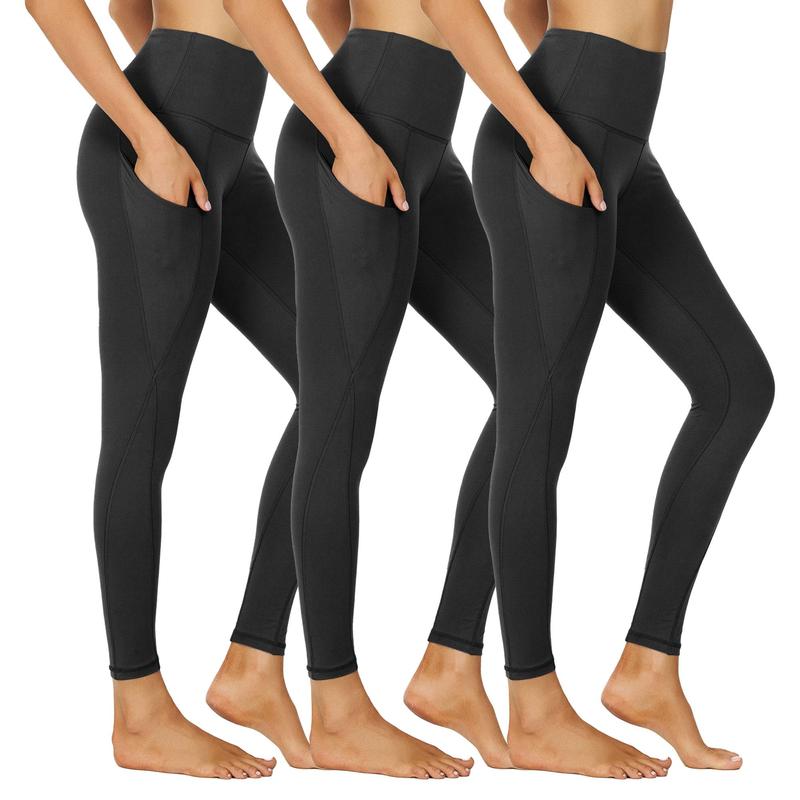 SHOWITTY Outlets Women's High Waisted 3 Pack Leggings with Pockets – Soft Plus Size Yoga Pants for Travel, Workout & Everyday Wear