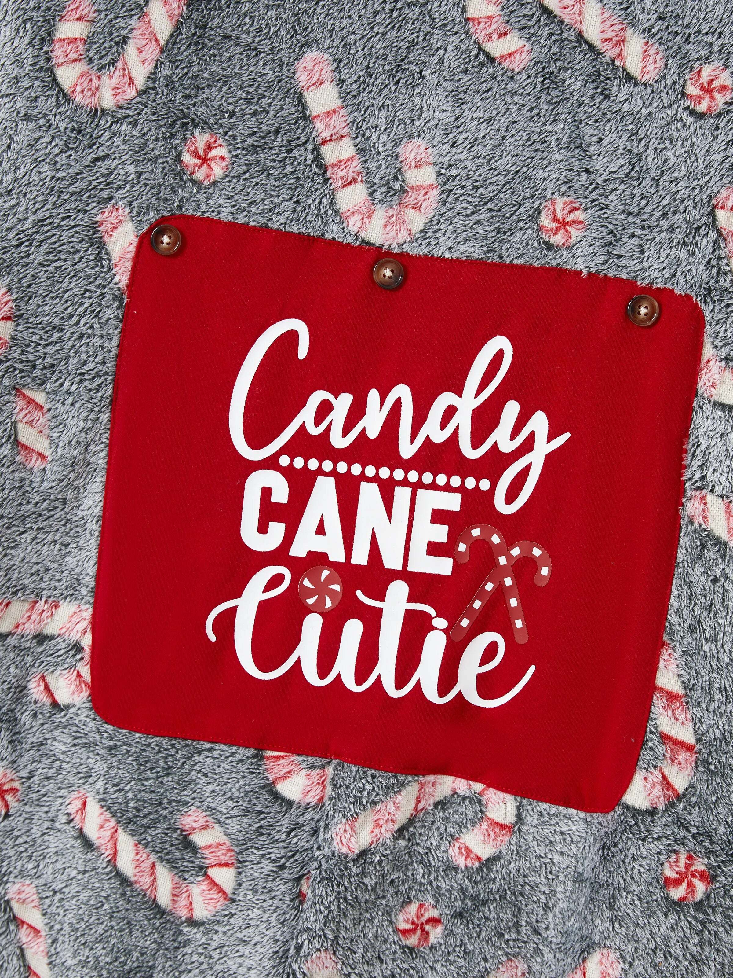 Onesies Pajamas Matching Christmas Outfits Candy Cane Pattern (Glow in the Dark) with Christmas Socks Black