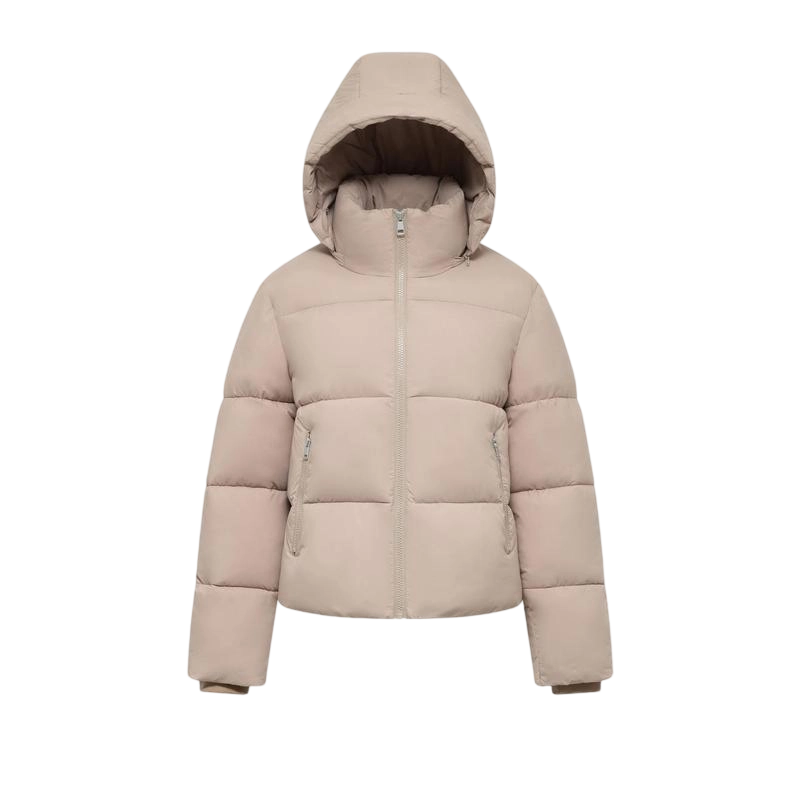 Women's Quilted Puffer Jacket with Removable Hood