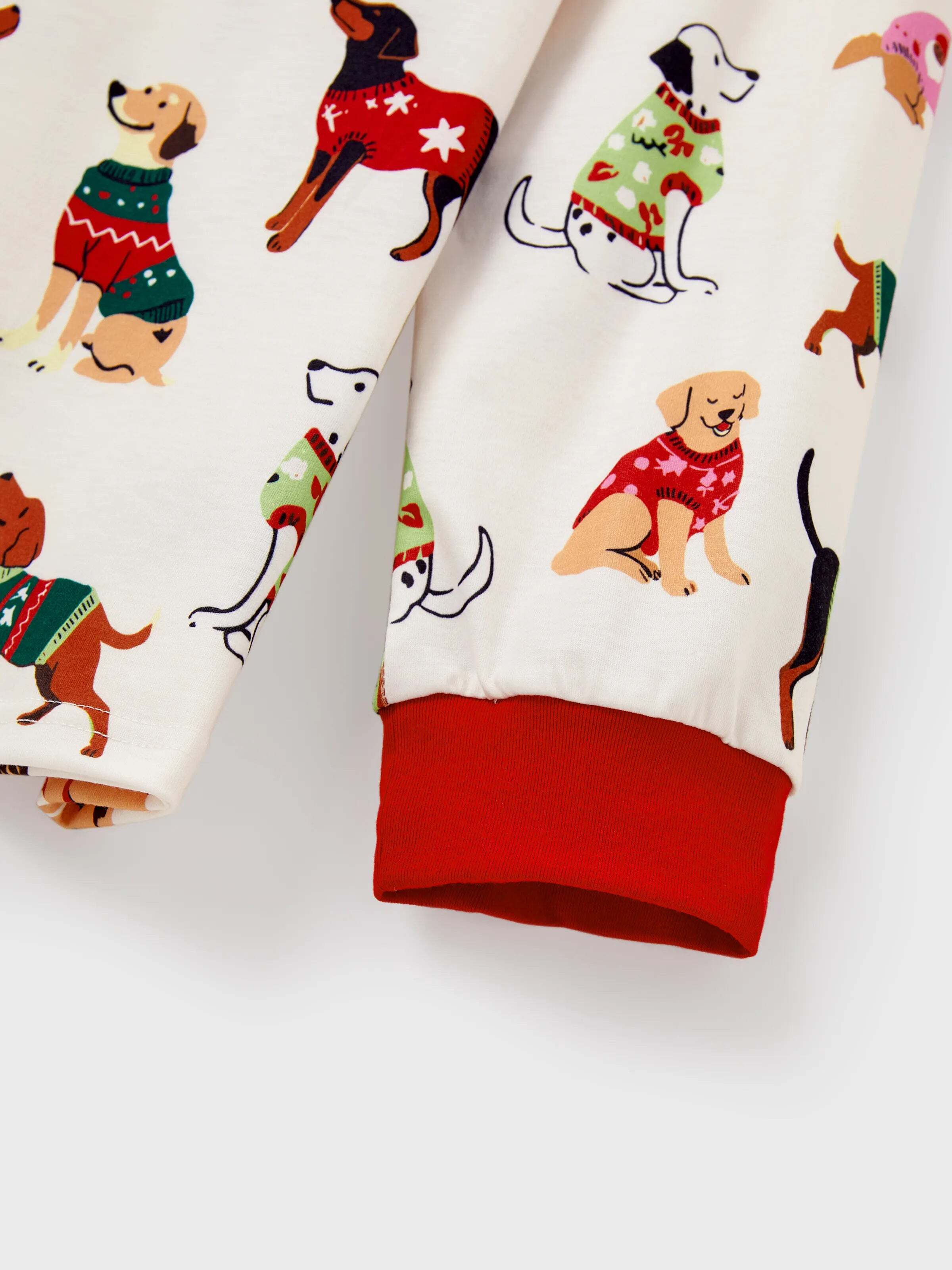 Christmas Matching Family Pajamas Set Various Dog Print PJS with Christmas Socks Apricot
