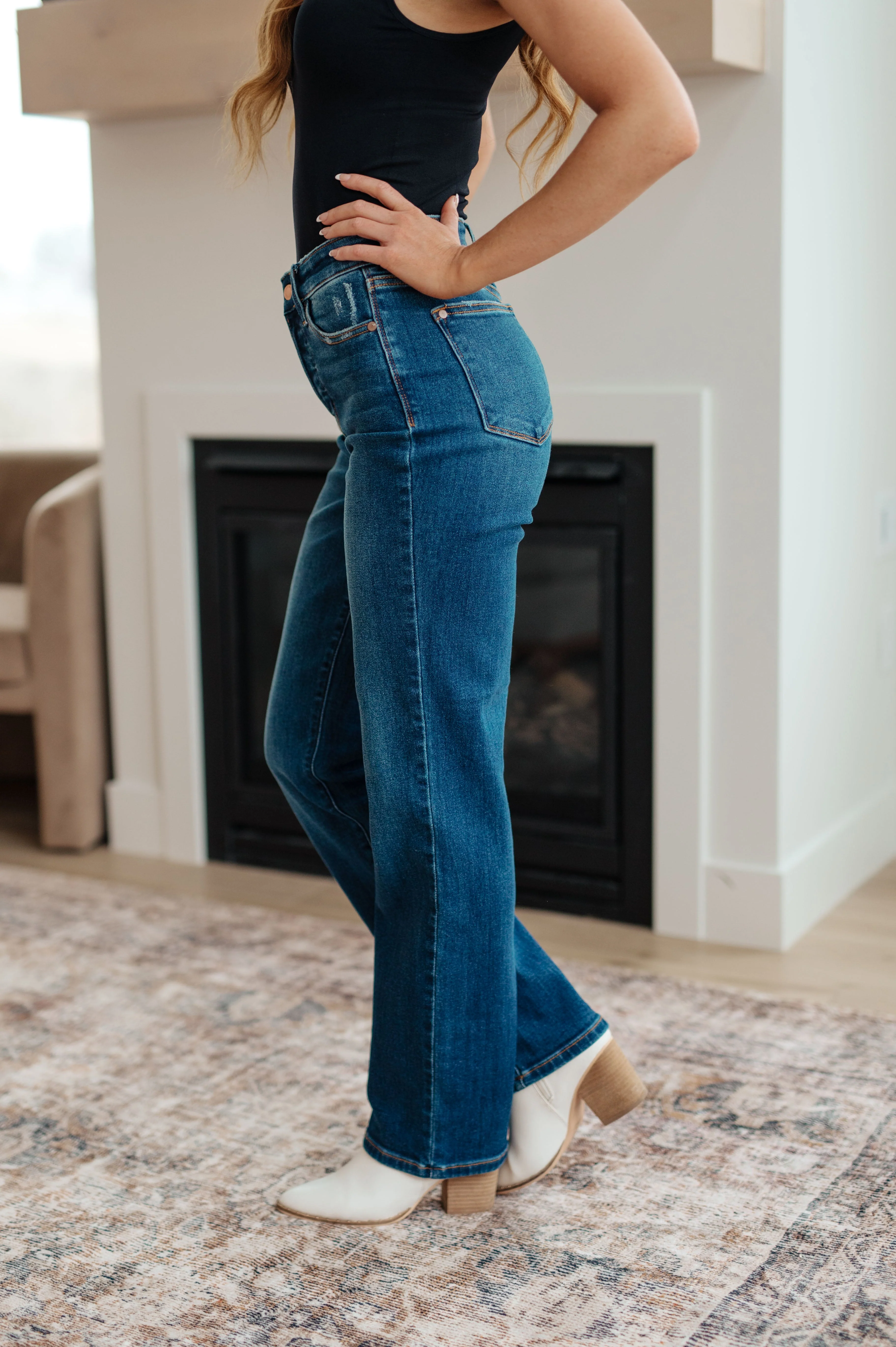 Blue Pippa High Rise Button Fly Dad Jeans