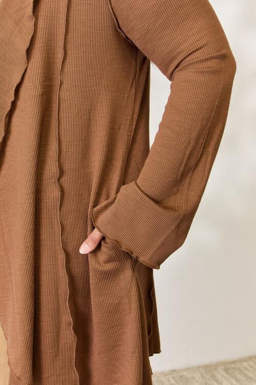 Full Size Open Front Long Sleeve Cardigan