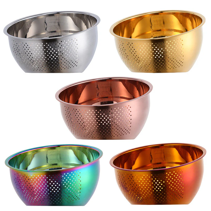 Colorful Stainless Steel Deep Bowl Colander