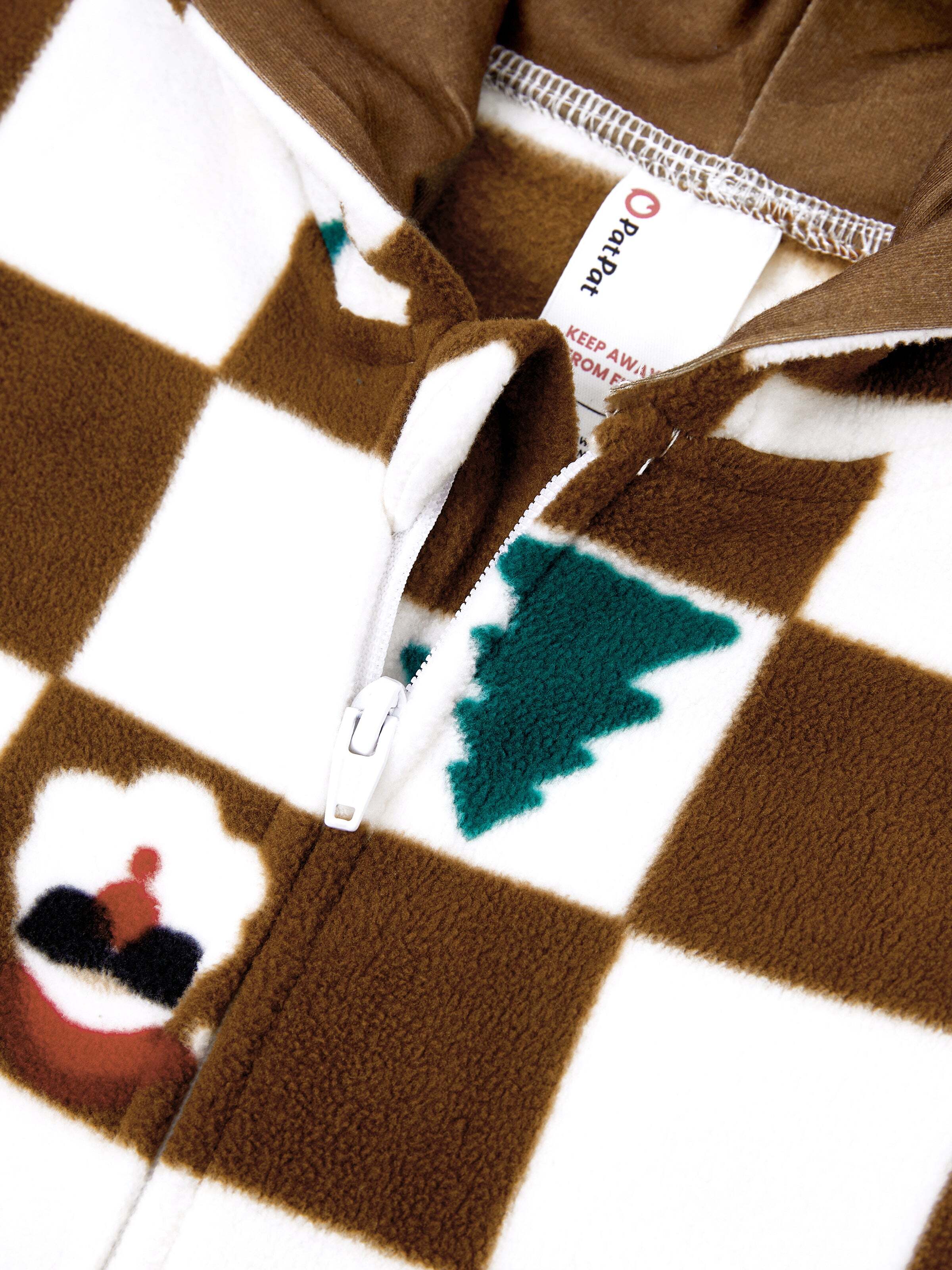 Christmas Onesies Matching Family Fleece Hoodie Pajamas Set Gingerbread Christmas-theme Plaid Print PJS with Christmas Socks Color block