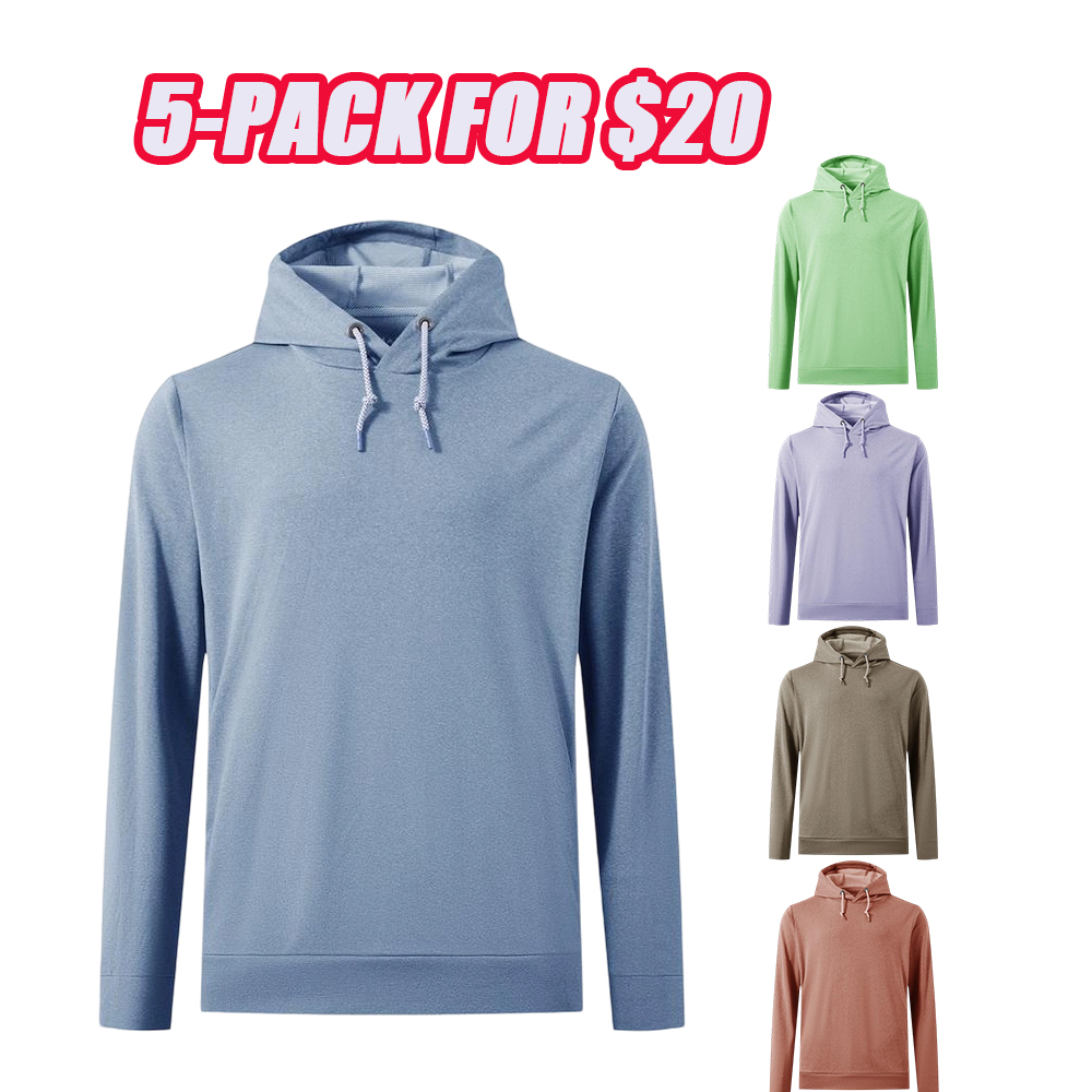 Men’s Solid Color Lightweight Golf Hoodie, 4-Way Stretch Breathable Dry Fit Pullover, Athletic Casual Fall Fashion drawstring sweatshirt Menswear Tops