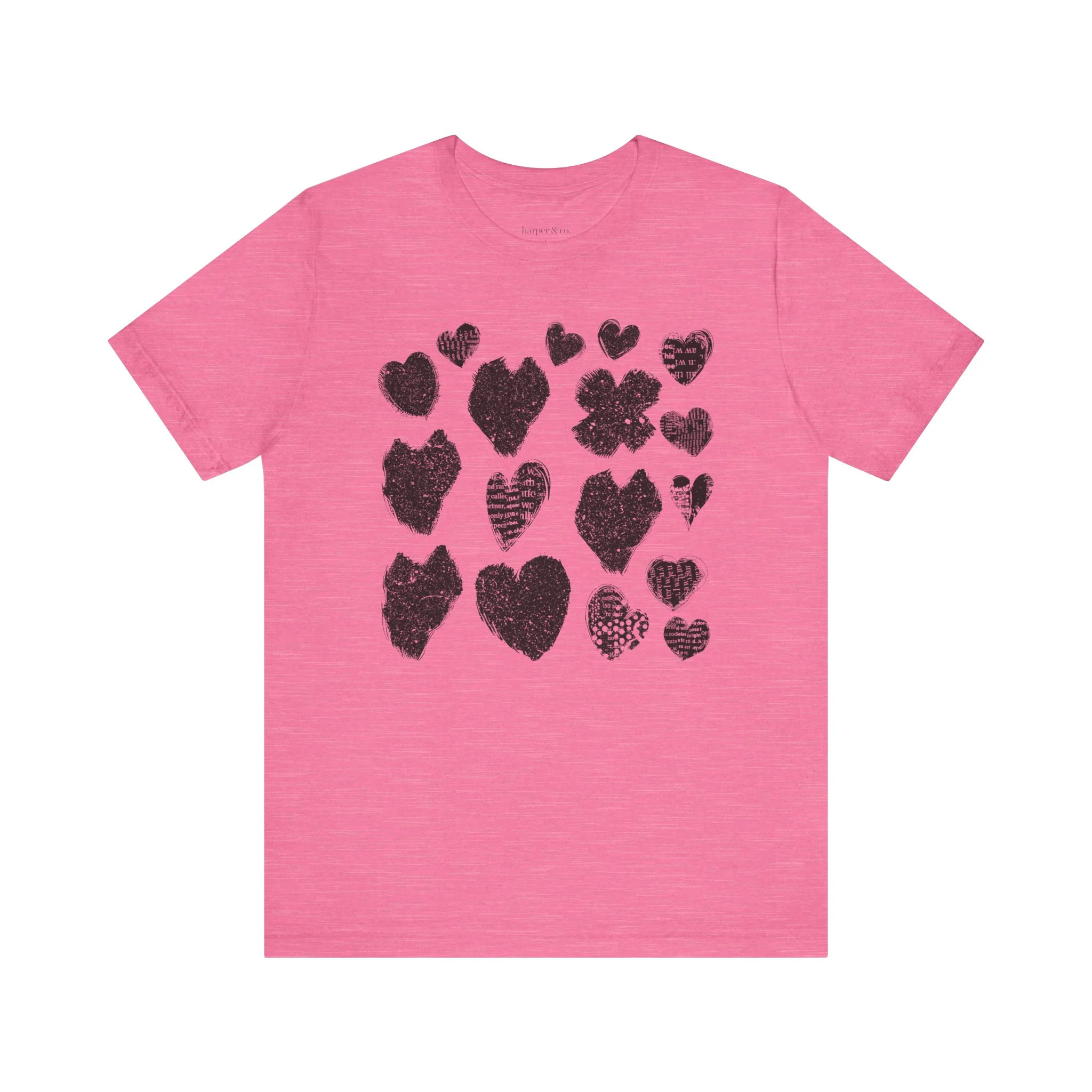 Black Grunge Hearts Unisex Jersey Short Sleeve Tee