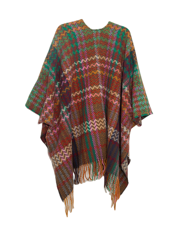 Keep Warm Split-Side Tasseled High-Low Long Sleeves Shawl&Scarf