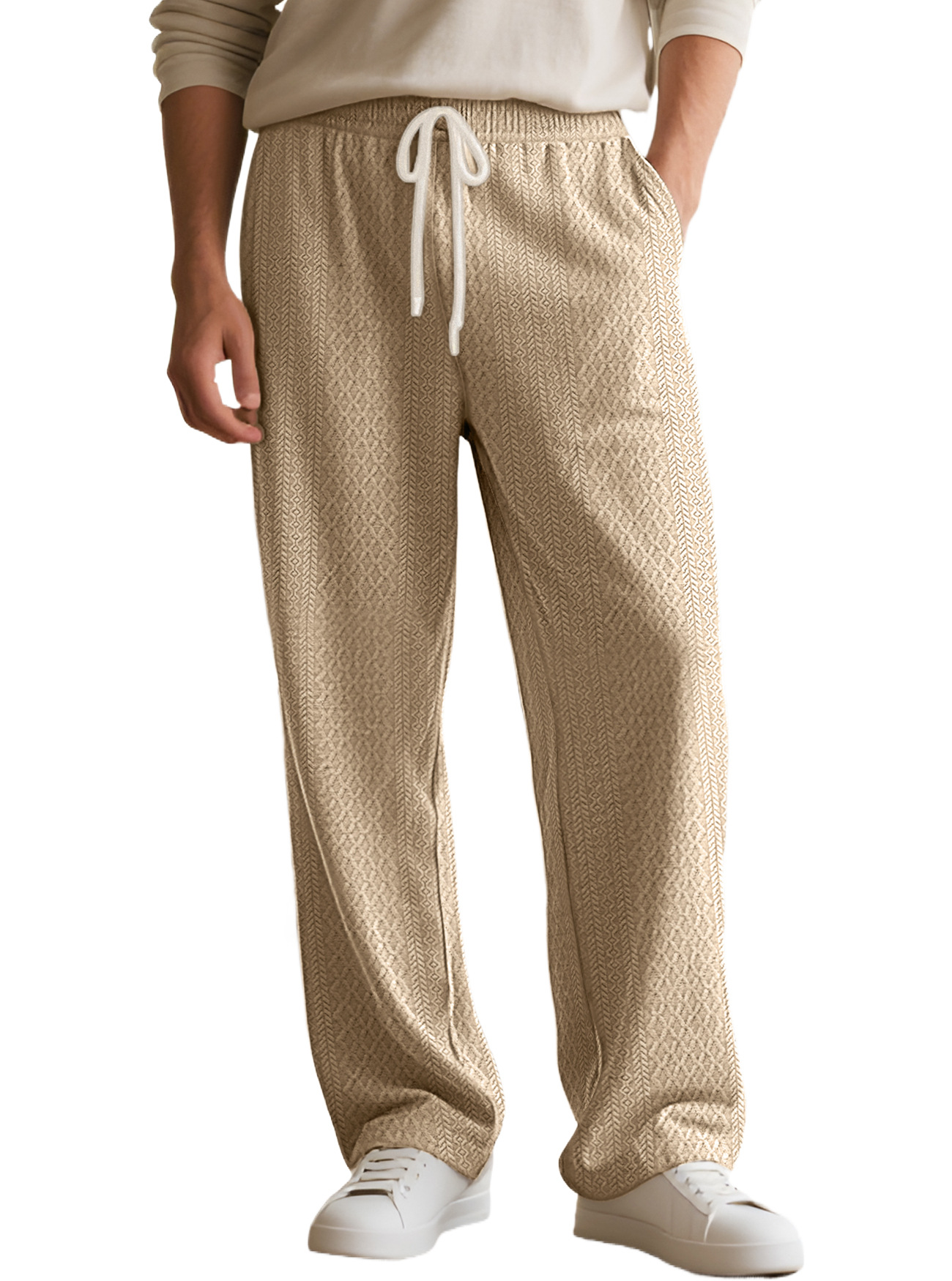 Men's Waffle Drawstring Sportswear Straight Pants