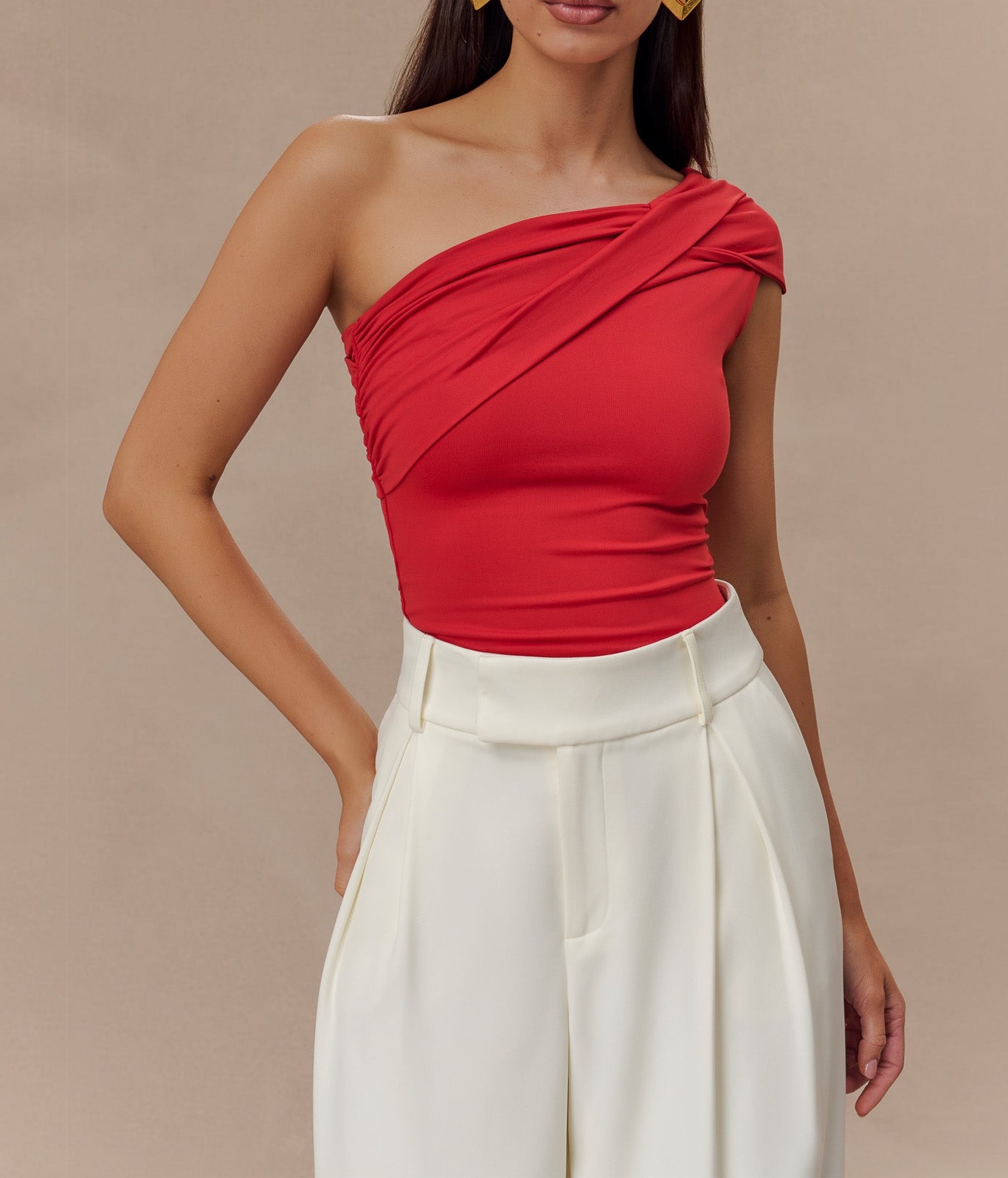 Ruby One Shoulder Recycled Nylon Twist Top