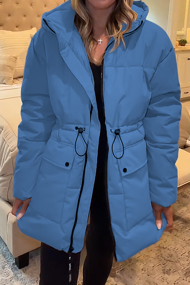 Women's solid color zipper warm down jacket