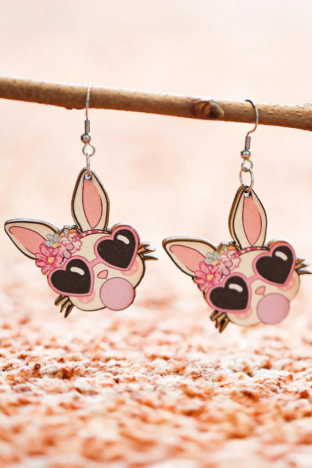 Light Pink Easter Rabbit Hook Dangle Earrings
