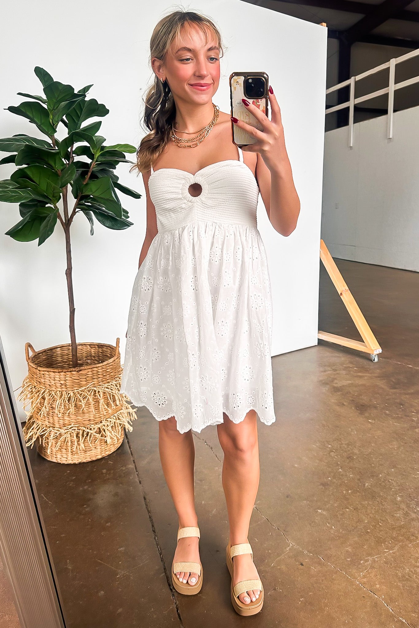 Kalis Scallop Eyelet Dress