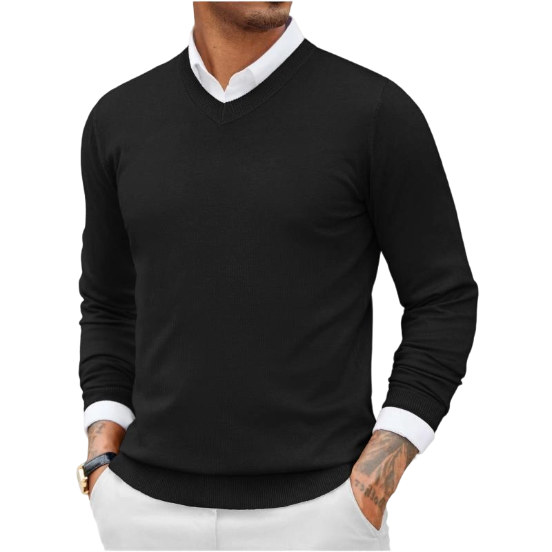 Fall Outfits 2-Pack Knitted Ribbed V-neck Casual Jumper Knitwear Classic Fabric Fashion Menswear Shirt Soft Sweater Office