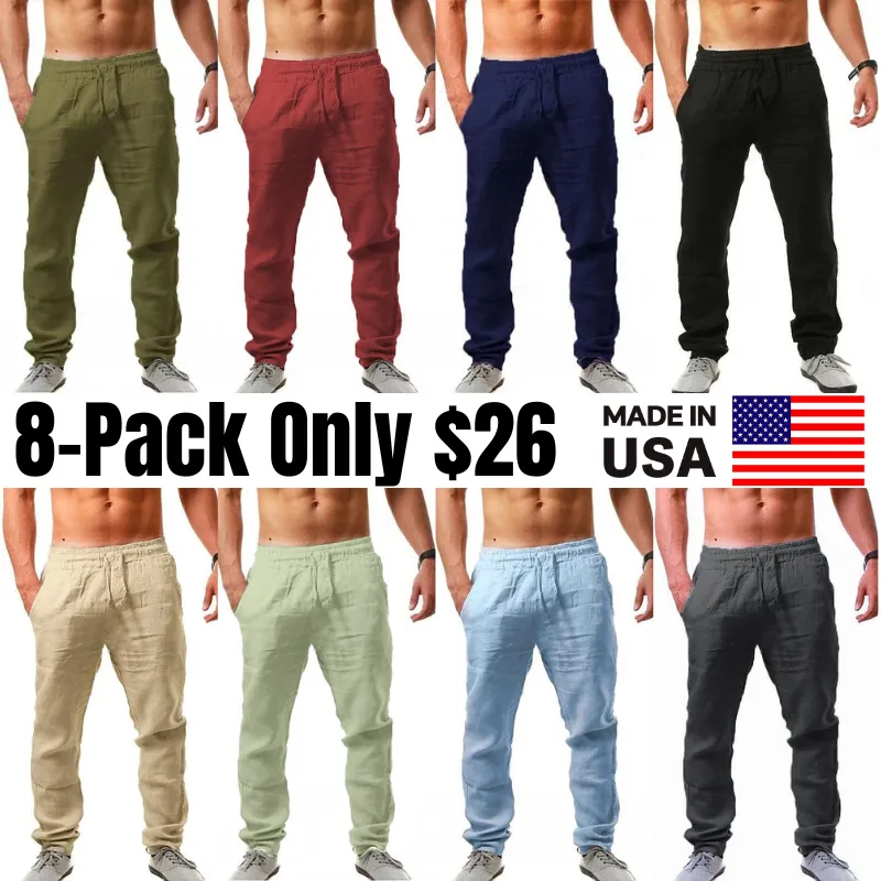 Men's Slim Fit Micro-Elastic Linen Trousers