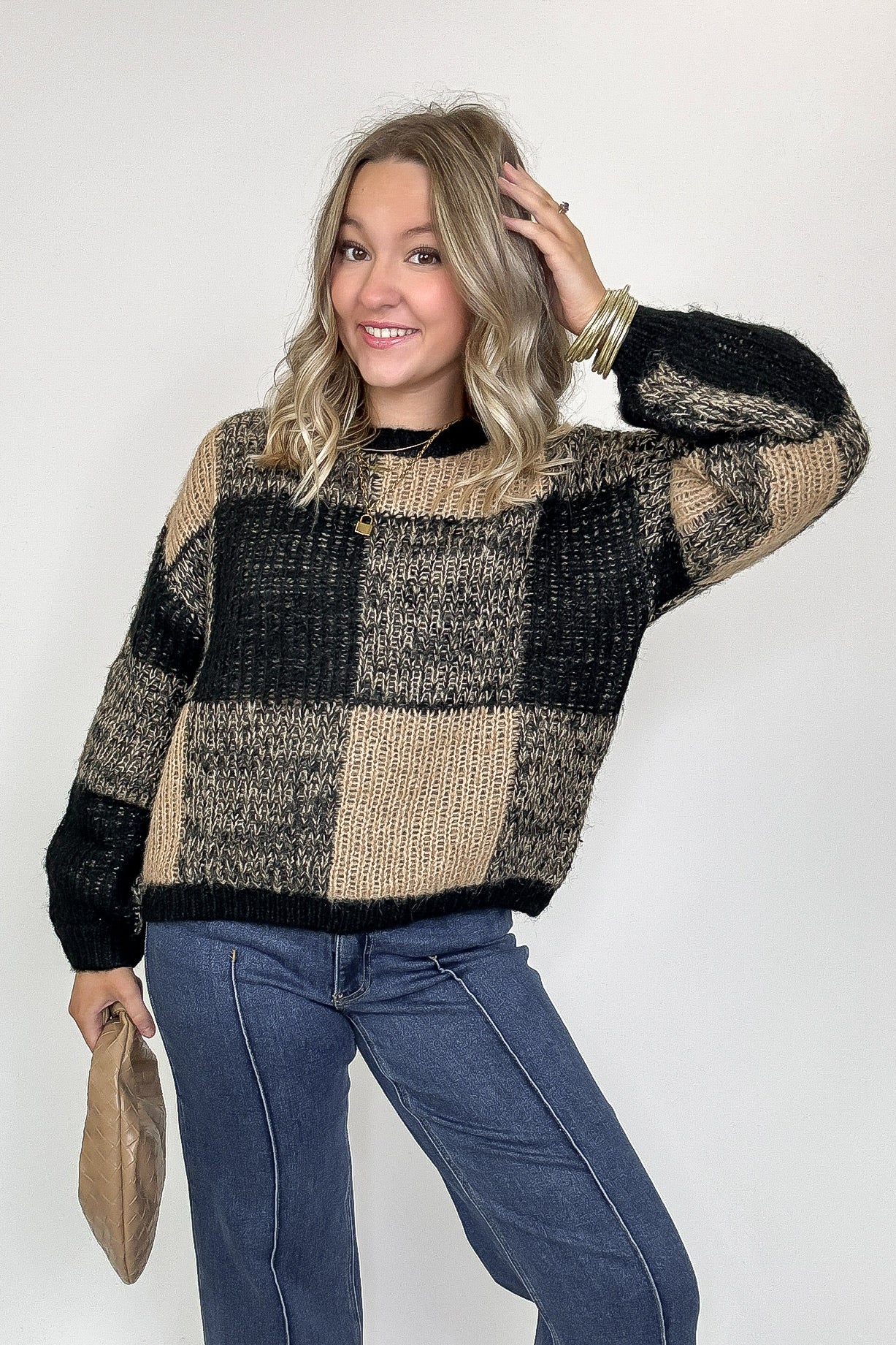 Cozy Grove Plaid Knit Sweater