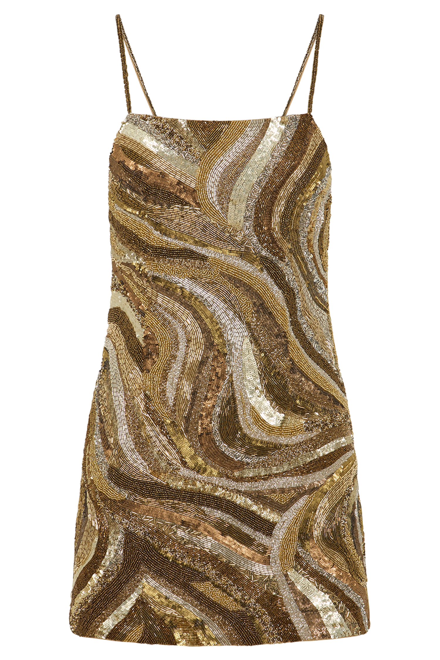 Print Hand Beaded Mini Dress