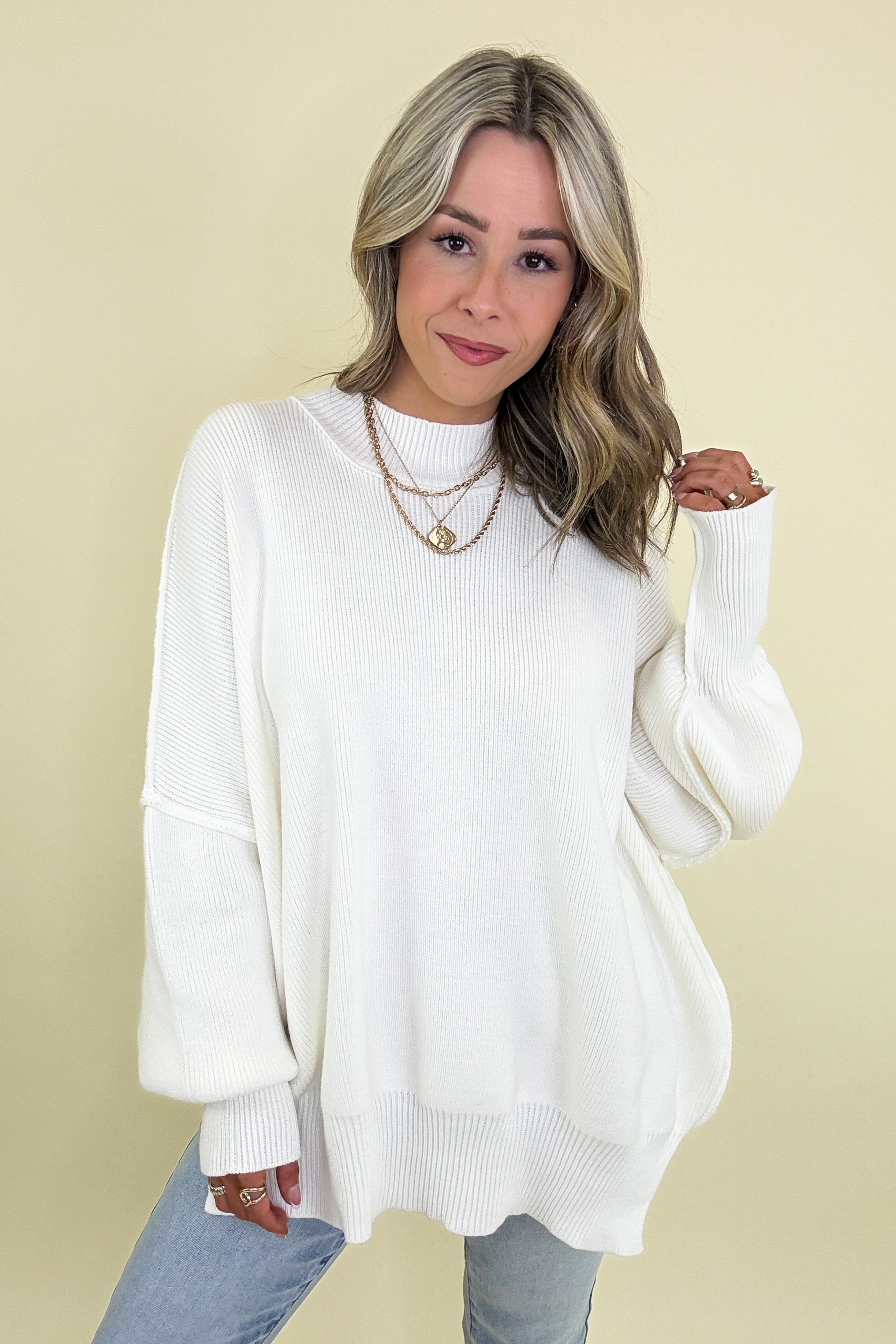 Simple Street Side Slit Oversized Sweater - BACK IN STOCK