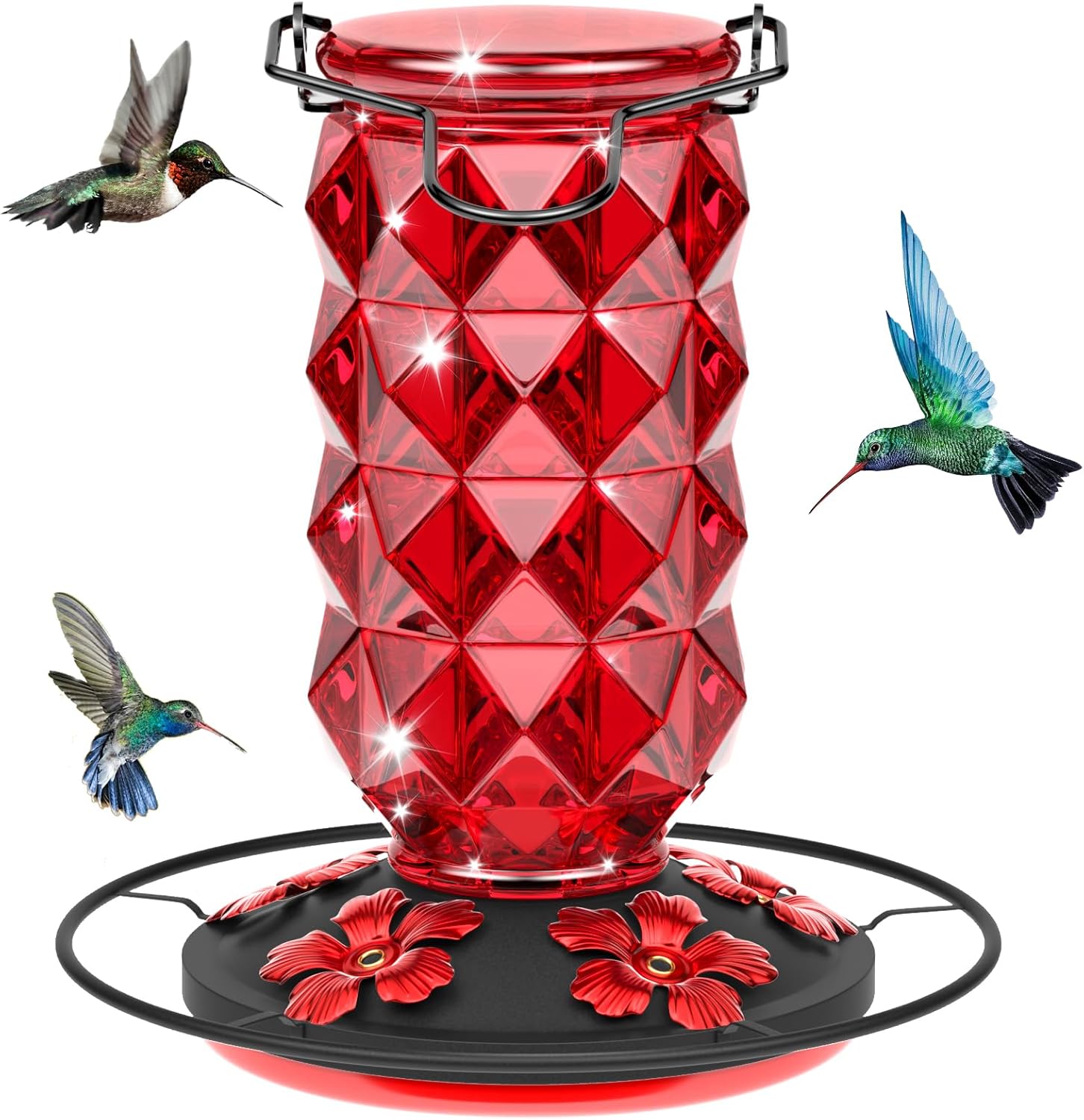Red Glass Hummingbird Feeder