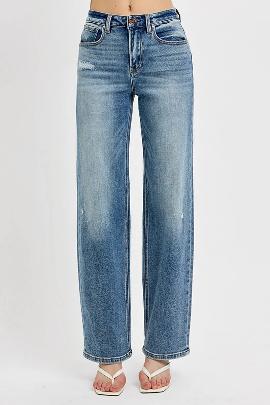 Full Size Distressed Wide Leg Jeans Plus Size