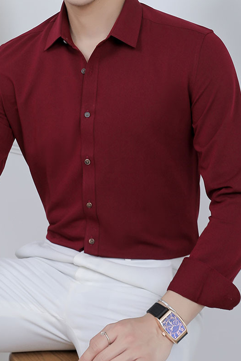 Men's Business Essential Classic Solid Color Stand Collar Formal Shirt