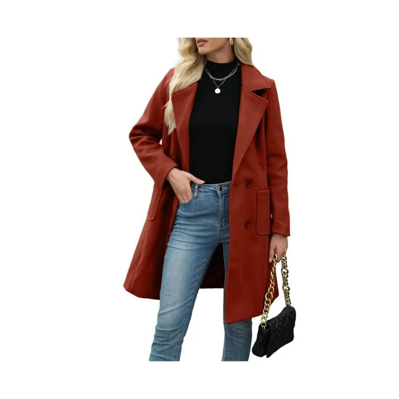 Tynelle Ladies' 8-Color Wool-Blend Mid-Length Lapel Coat