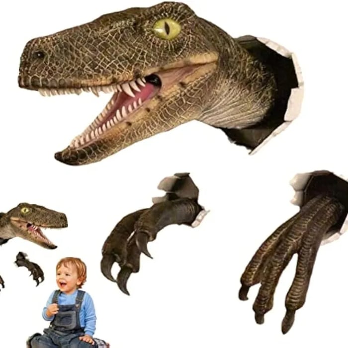 3D Wall Mount Dinosaur Bust Sculpture