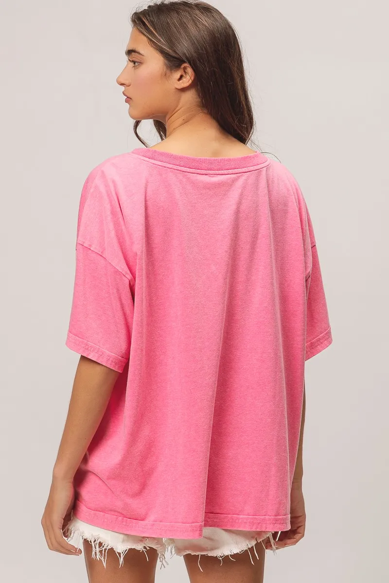 Washed Jersey Relaxed Fit Shorts Sleeves Top