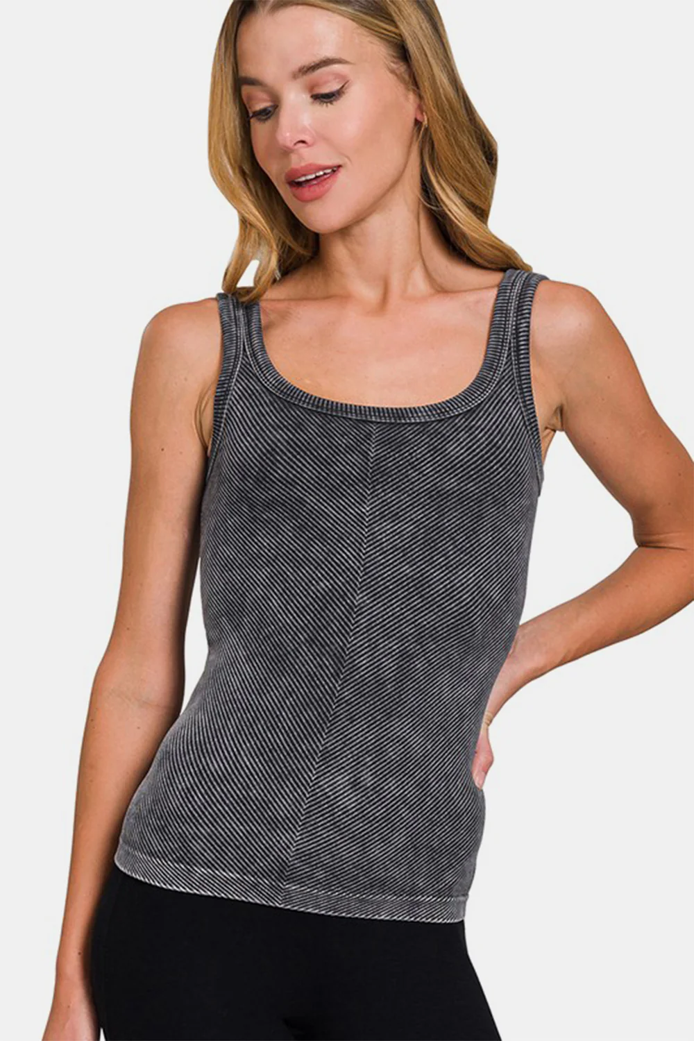 Ribbed Scoop Neck Tank