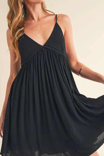 Ruched Plunge Mini Cami Dress
