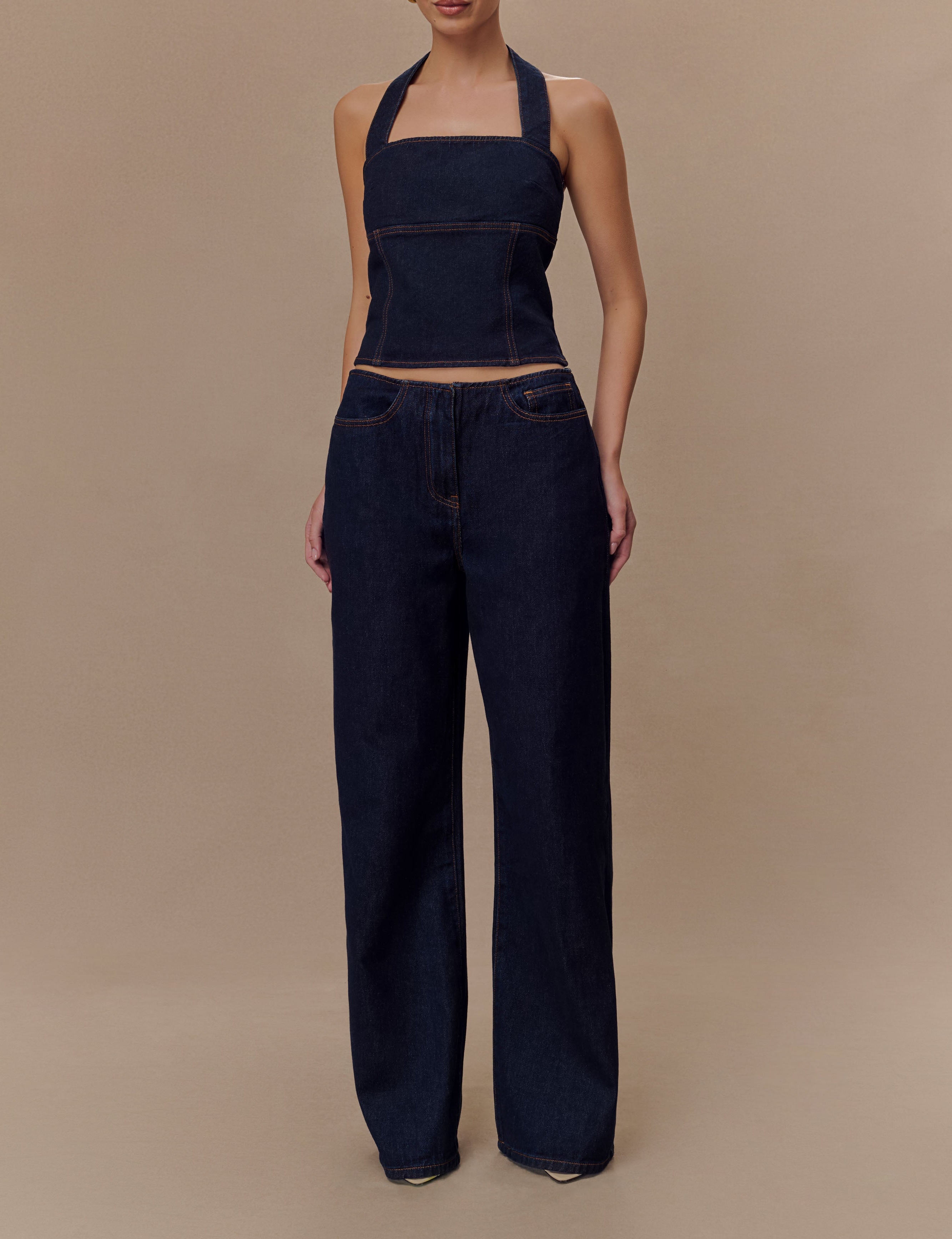 Blue Mid Rise Denim Jeans